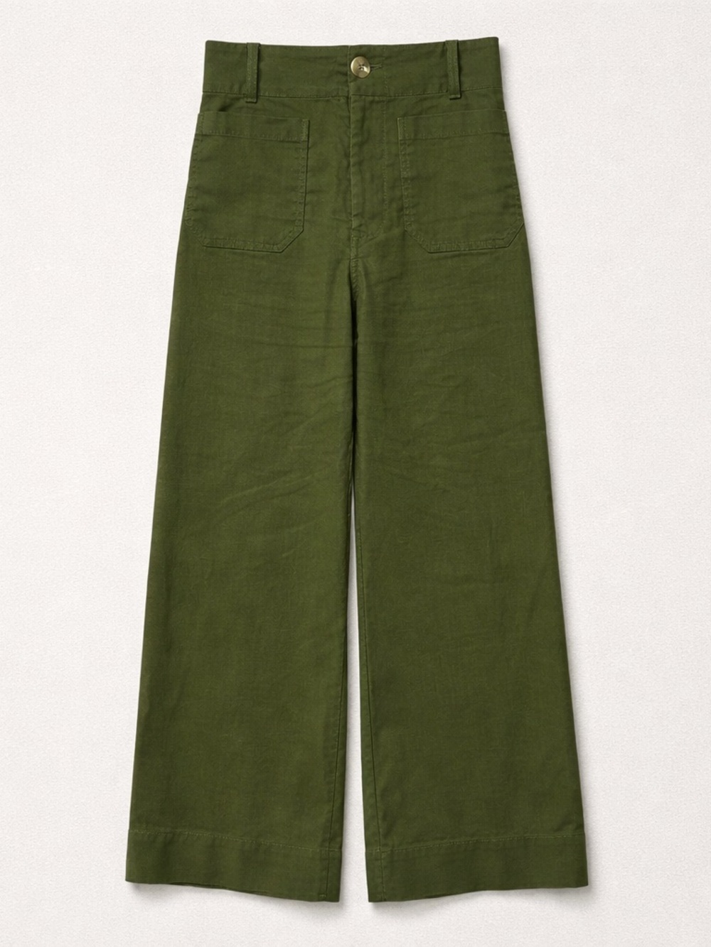 Maeve Anthropologie Colette Pants Olive Green Wide Leg High Rise Pull On Size 26